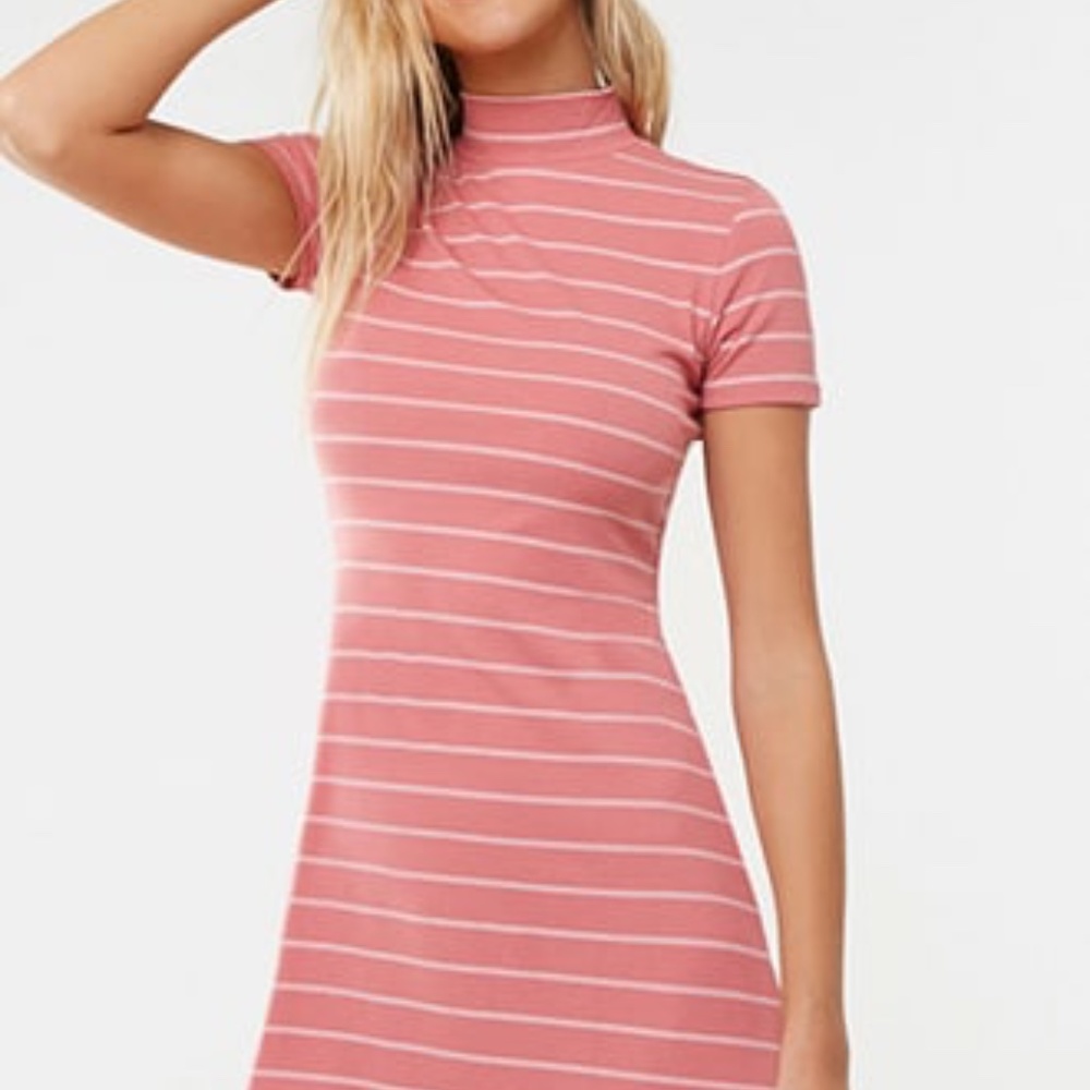 Forver21 Striped Mock Neck Mini Dress